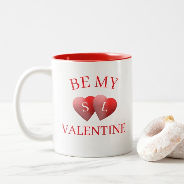Tasse 2 Couleurs Personnalisée Soyez ma Saint-Valentin (Avec donut)