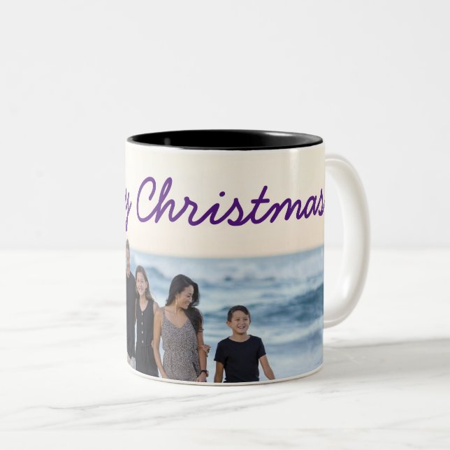 Tasse 2 Couleurs personnaliser ajouter votre texte photo joyeux Noë (Devant droit)