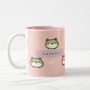 Tasse 2 Couleurs Personnaliser Cute Kawaii Pastel Frog Design sur r