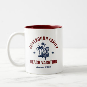 Tasse 2 Couleurs Personnaliser Famille Vacances Retro Beach Vacance