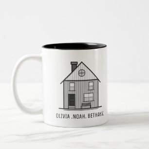 Tasse 2 Couleurs Personnaliser la Fête des pères des noms de famill