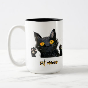 Tasse 2 Couleurs Personnaliser mignon chat noir Mama