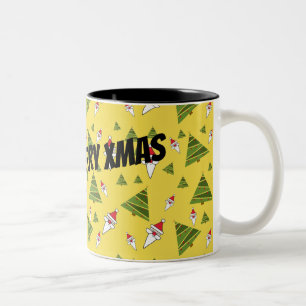 Tasse 2 Couleurs Personnaliser Père Noël et Christmas Tree,