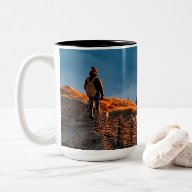 Tasse 2 Couleurs Personnalisez votre propre photo personnalisée ave (Avec donut)