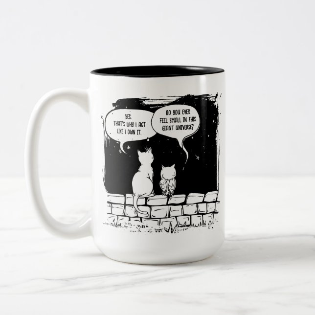 Tasse 2 Couleurs Perspective de chat cosmique Art de chat drôle (Gauche)