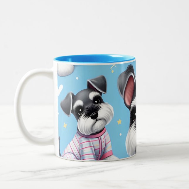Tasse 2 Couleurs Petit Chien De Schnauzer Motif Animal (Gauche)