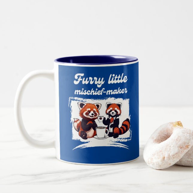 Tasse 2 Couleurs Petit fauteur de fureur Red Panda & Coffee (Avec donut)