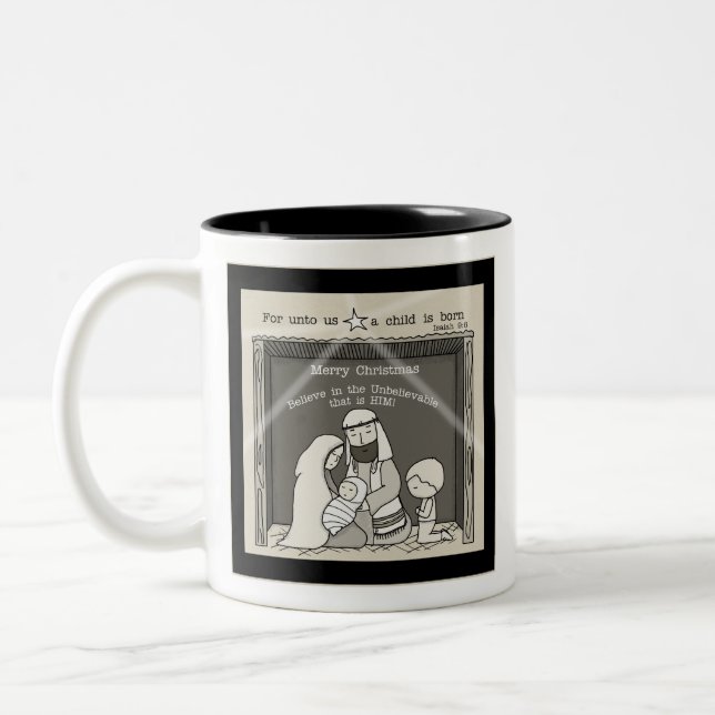 Tasse 2 Couleurs Petit garçon à Noël Manger-Joyeux (Gauche)