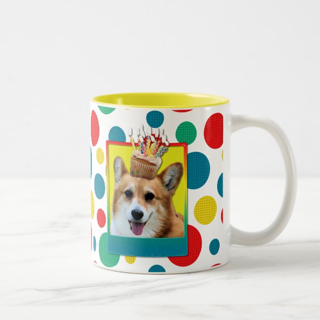 Tasse 2 Couleurs Petit gâteau d'invitation - corgi - Owen (Droit)