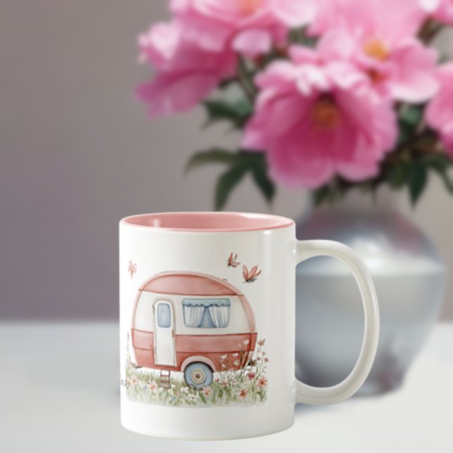 Tasse 2 Couleurs Petit Glamper Camper Rose avec Papillons (Créateur téléchargé)
