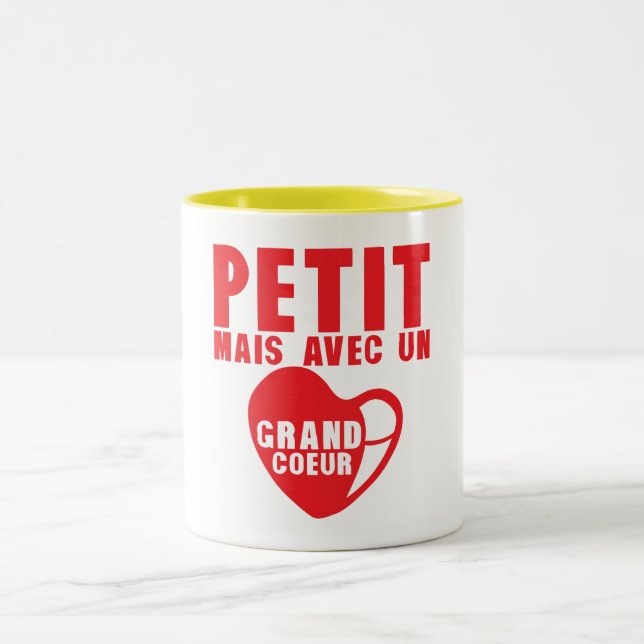 Tasse 2 Couleurs petit grand coeur citation (Centre)