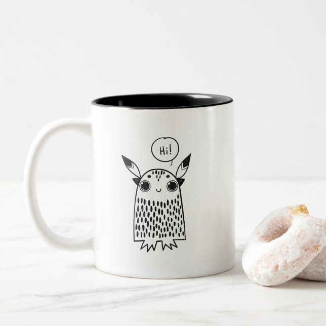 Tasse 2 Couleurs Petit monstre mignon (Avec donut)