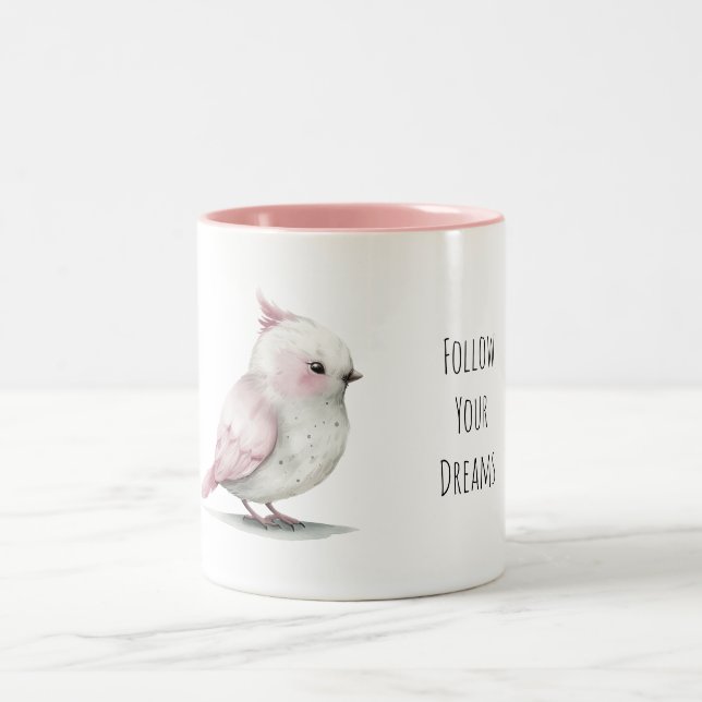 Tasse 2 Couleurs Petit Oiseau Rose Rêves (Centre)