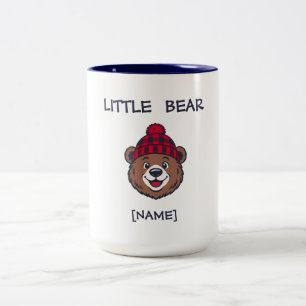 Tasse 2 Couleurs Petit ours personnalisé nom rustique Beanie à carr