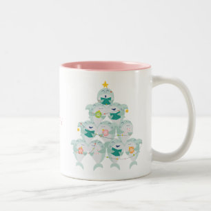 Tasse 2 Couleurs Petit Requin Arbre de Noël Avec Nom