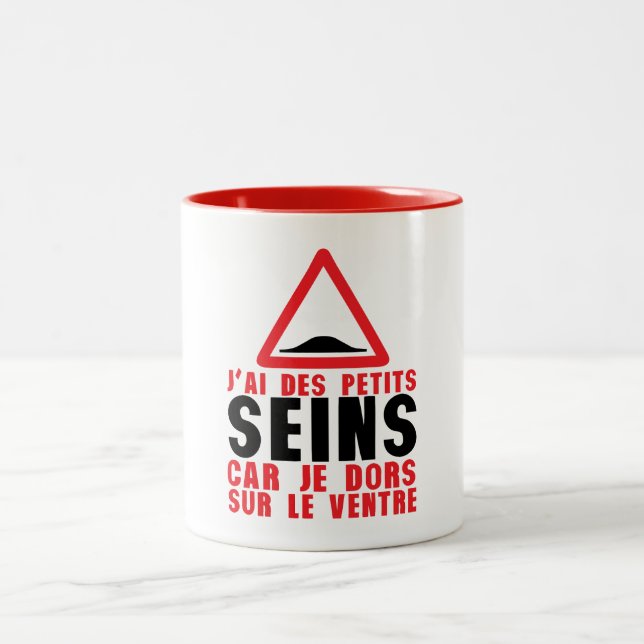 Tasse 2 Couleurs petit seins dors ventre panneau dos ane citation (Centre)