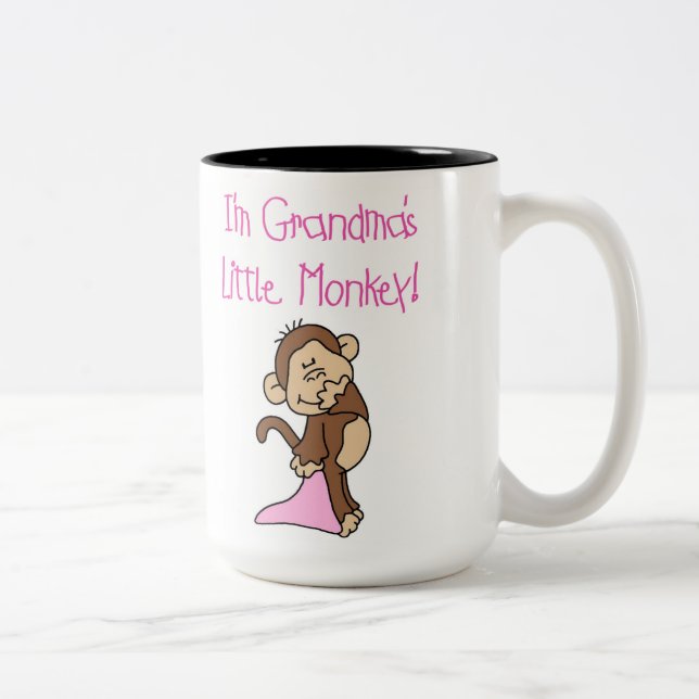 Tasse 2 Couleurs Petit singe de grand-mamans roses (Droit)