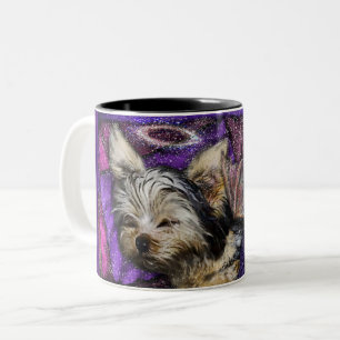 Tasse 2 Couleurs Petit Yorkie dormant Angel Halo Memorial Art Frost