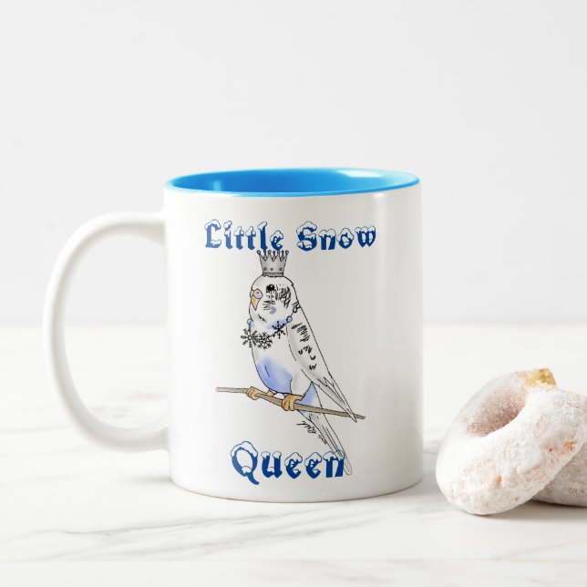 Tasse 2 Couleurs Petite bougie Budgie Queen Neige (Avec donut)