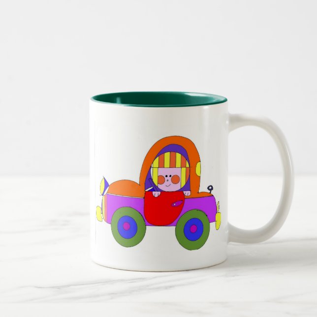 Tasse 2 Couleurs petite fille dans la voiture (Droit)