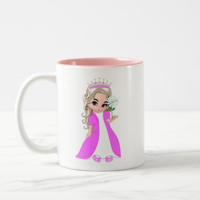 Tasse 2 Couleurs Petite Princesse avec Fleur & Cœur (Gauche)