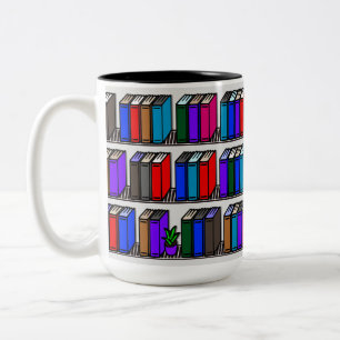 Tasse 2 Couleurs Petites étagères de livres de bibliothèque blanc