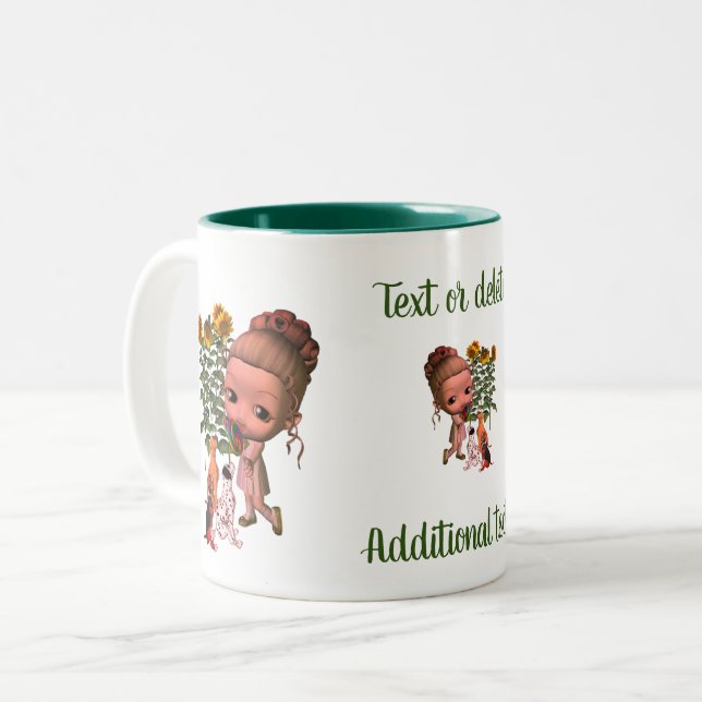Tasse 2 Couleurs Petites filles marionnettes mignonnes personnalisé (Devant gauche)