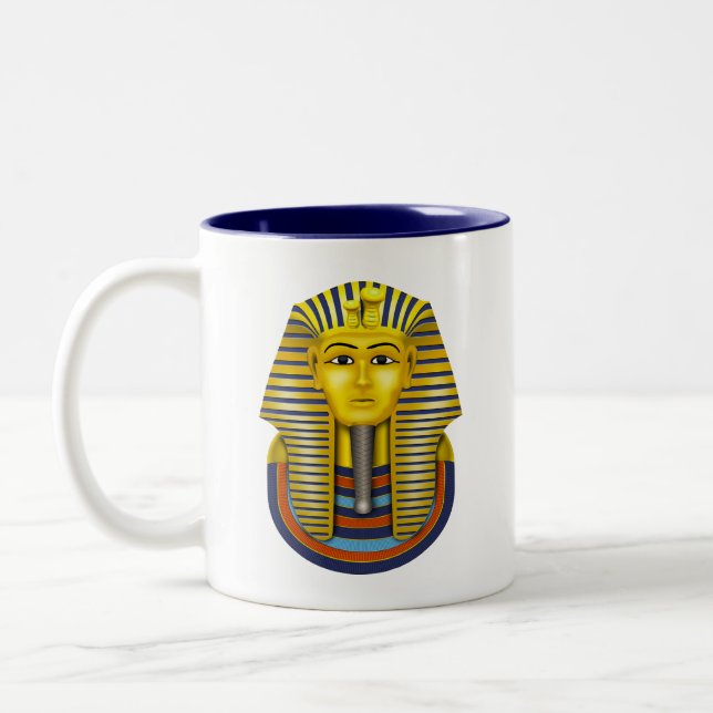 Tasse 2 Couleurs Pharaon doré égyptien & Ankh (Gauche)