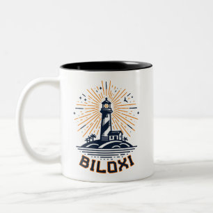 Tasse 2 Couleurs Phare de Biloxi Mississippi au lever du soleil