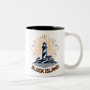 Tasse 2 Couleurs Phare de Block Island Rhode Island Lever du soleil