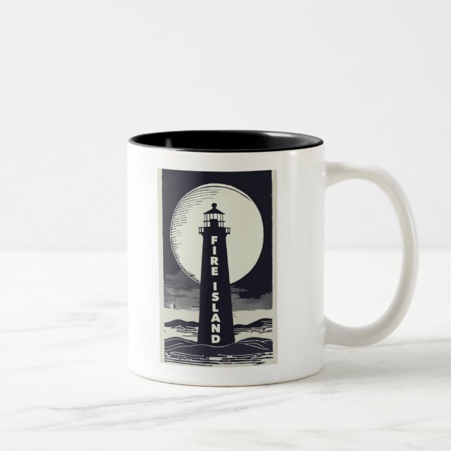 Tasse 2 Couleurs Phare de Fire Island New York Moon (Droit)