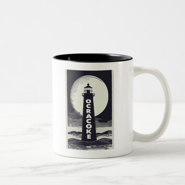 Tasse 2 Couleurs Phare d'Ocracoke Lune de Caroline du Nord (Droit)