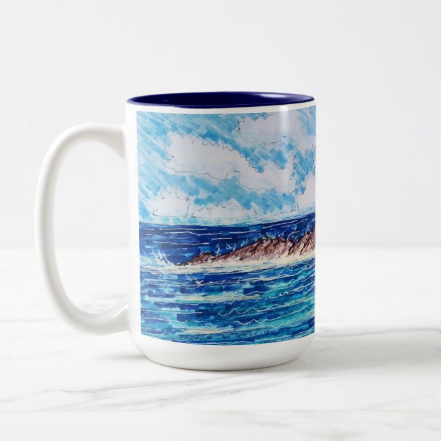 Tasse 2 Couleurs Phare en bleu (Gauche)