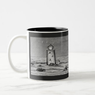 Tasse 2 Couleurs Phare esquissé à la main avec scène paisible de ro