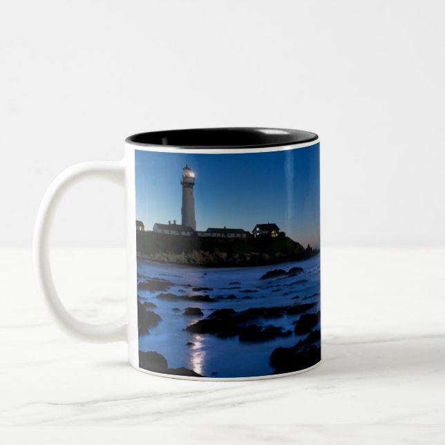 Tasse 2 Couleurs Phare | Half Moon Bay, Ca de point de pigeon (Gauche)
