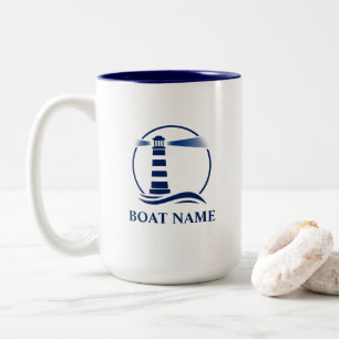 Tasse 2 Couleurs Phare nautique Ajouter un bateau ou un nom Grand