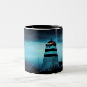 Tasse 2 Couleurs Phare nautique une nuit sombre pluvieuse