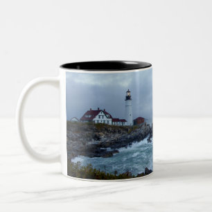 Tasse 2 Couleurs Phare principal de Portland au lever de soleil