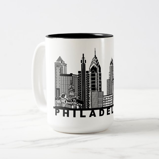 Tasse 2 Couleurs Philadelphia Skyline Silhouette  (Devant gauche)
