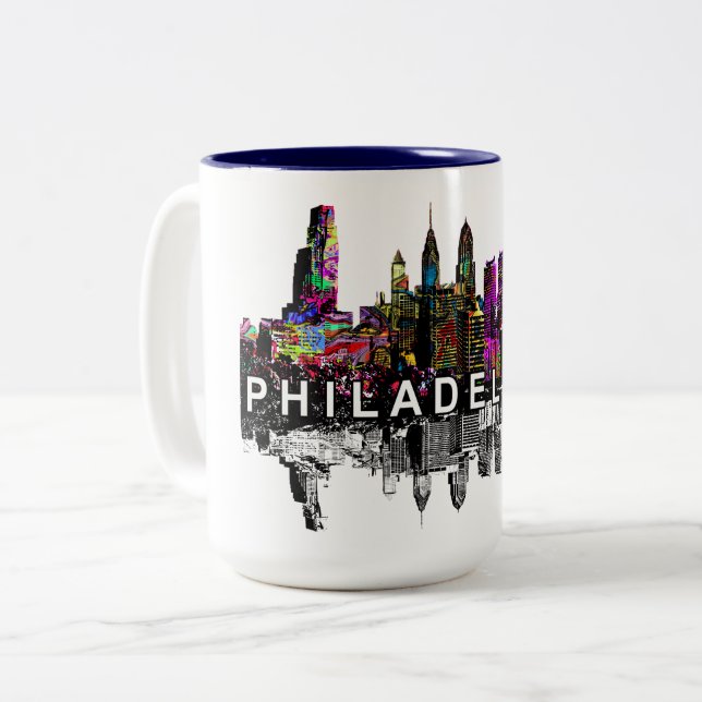 Tasse 2 Couleurs Philadelphie, Pennsylvanie en graffiti (Devant gauche)