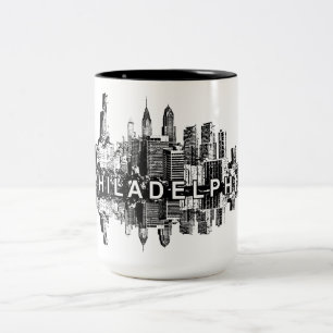 Tasse 2 Couleurs Philadelphie, Pennsylvanie en noir