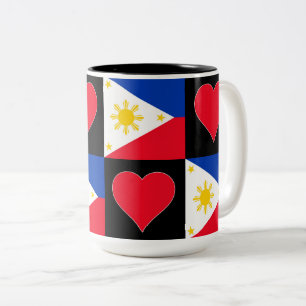 Tasse 2 Couleurs Philippines Motif du coeur du drapeau philippin pa
