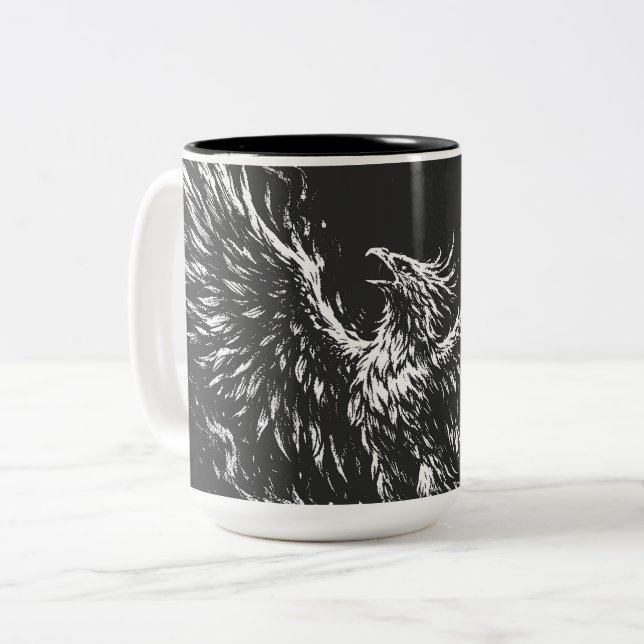 Tasse 2 Couleurs Phoenix renaissant des flammes par BurnsInHell (Devant gauche)