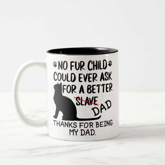 Tasse 2 Couleurs photo-collage du père du chat personnalisé et nom  (Gauche)