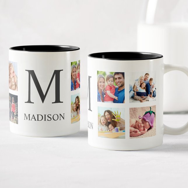 Tasse 2 Couleurs Photo Custom Family Collage Personnalité de White (Créateur téléchargé)