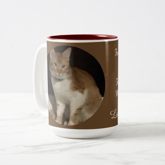 Tasse 2 Couleurs Photo de chat roux Texte  (Devant gauche)