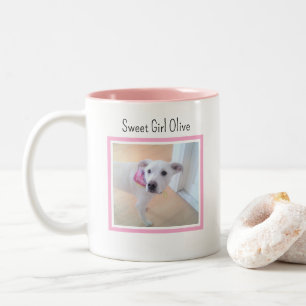 Tasse 2 Couleurs Photo de chiot mignon Nom rose d'une petite fille