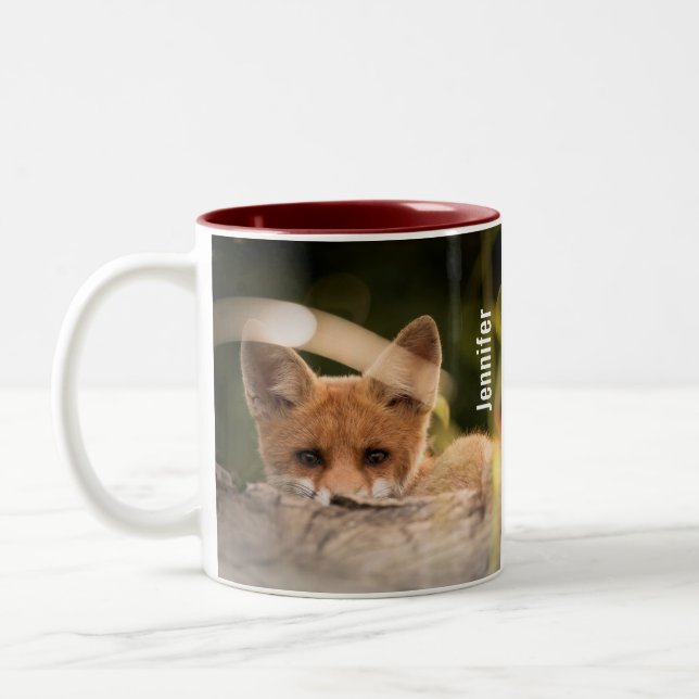 Tasse 2 Couleurs Photo de Cute Little Orange Fox (Gauche)