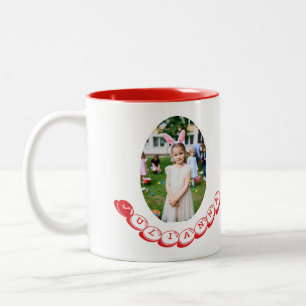 Tasse 2 Couleurs Photo de fille chassant des œufs avec des oreilles