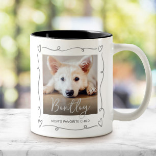 Tasse 2 Couleurs Photo de l'enfant préféré de maman chien Cœur Gris